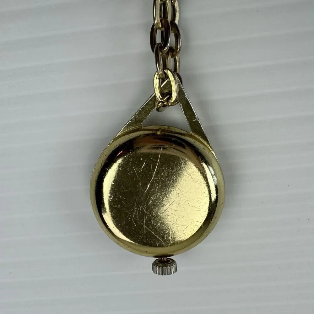 Vintage Endura Pendant Watch Gold Tone With Necklace UNTESTED